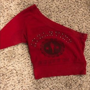 Guess red crop top, one shoulder, small.